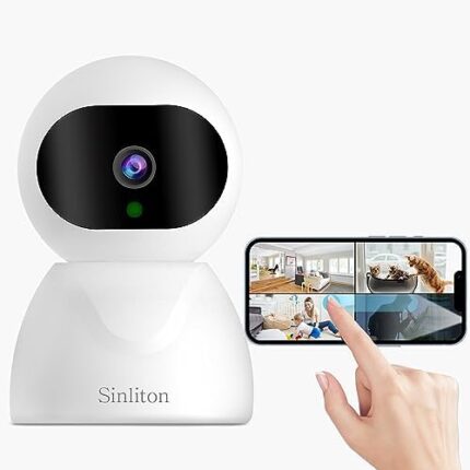 Sinliton WiFi Security Camera, 1080P Baby Monitor with Phone App, Dog and Cat Pet Cameras, 2.4GHz Indoor Surveillance Cameras with Night Vision, Motion Detection, Alert Functions, SD/Cloud Storage