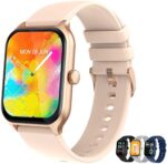 Smart Watch, 1.96-Inch HD Touch Screen Smartwatch with Text and Call, Heart Rate, Blood Oxygen, and Activity Trackers - Compatible with iPhone and Android, IP68 Waterproof, for Men and Women (Pink)