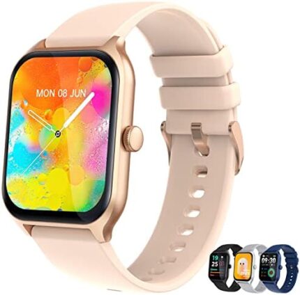 Smart Watch, 1.96-Inch HD Touch Screen Smartwatch with Text and Call, Heart Rate, Blood Oxygen, and Activity Trackers - Compatible with iPhone and Android, IP68 Waterproof, for Men and Women (Pink)