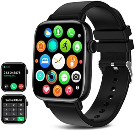 Smart Watch (Answer/Make Calls), 1.9" Smartwatch Fitness Tracker for Android iOS Phones with Blood Pressure Heart Rate Tracking, 25 Sport Modes SpO2 Sleep Monitor Step Counter for Women Men , Black