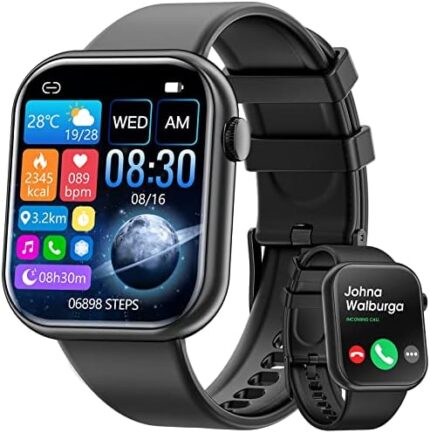 Smart Watch (Answer/Make Calls), 2023 Newest 1.85 Inch Fitness Tracker, Heart Rate/Sleep Monitor/Pedometer/Calories, Multiple Sports Modes, Waterproof Women's Men's Fitness Watch for Android iPhone