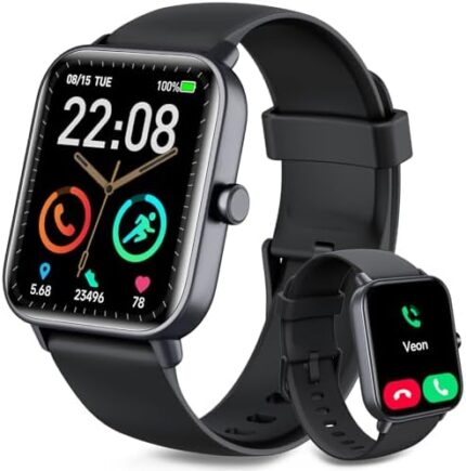 Smart Watch for Men Women, 1.8 Inch Fitness Watch with Bluetooth Call/Alexa Voice for Android iPhone, Activity Tracker with 100+ Sports, Steps/Calorie/SpO2/Heart Rate/Sleep Monitor, IP68 Waterproof