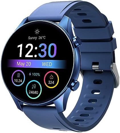 Smart Watch for Men Women Quick Text Reply 1.2" AMOLED Always-on Display for Android Phones and iOS Compatible iPhone Samsung Oxygen Heart Rate Monitor 3ATM Smartwatch Fitness Tracker Black Round