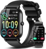 Smart Watch for Men Women(Dial/Answer Calls), 112 Sports Modes/IP68 Waterproof, Activity Trackers with Heart Rate/Sleep Monitor, 1.85" HD Touchscreen Fitness Watch, Mystick Black