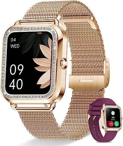 Smart Watch for Women(Answer/Make Calls) 1.59" Small Screen Fitness Tracker with Heart Rate Sleep Monitor Blood Oxygen Pedometer Calories DIY Dial 19 Sport Modes Smartwatch for iOS Android Phone