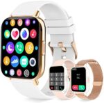 Smart Watch for Women(Dial/Answer Call) Full Touch Screen Smartwatch for Android iOS Phones Waterproof Fitness Tracker with Pedometer Heart Rate Sleep Monitor Digital Watches for Women with 3 Straps