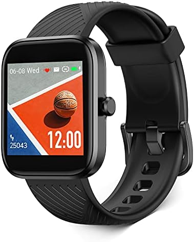 Smart Watch for iPhone Compatible Android Samsung, Fitness Tracker with Heart Rate Sleep Blood Oxygen Monitor Step Counter, IP68 Waterproof for Men Women Touch Screen Black