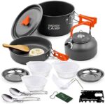 Smokey Camp Backpacking Cooking Set with Stove - Compact Camping Cookware Mess Kit, All in One Non-Stick Camping Cooking Set, Portable Stove, Hiking, Picnic, Outdoor & Camping Cookware Set