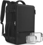 Snoffic Reliable Travel Backpack for Men Women, Carry On Backpack Personal Item Size, Waterproof College Backpack, Business Work Hiking Casual Daypack Bag, Fits 17.3" Laptop, Black