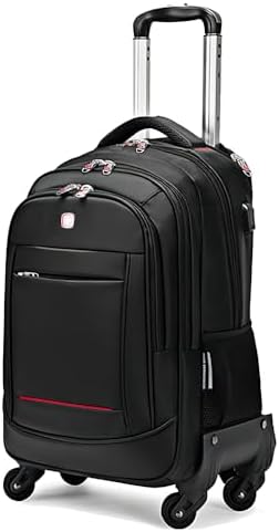 StarCloud Carry On 22-inch Rolling Backpack with 4 Quiet 360° Spinner Wheels: Travel Commute Bag, Carry-On Trolley Suitcase, Fits 18.4-inch Laptop