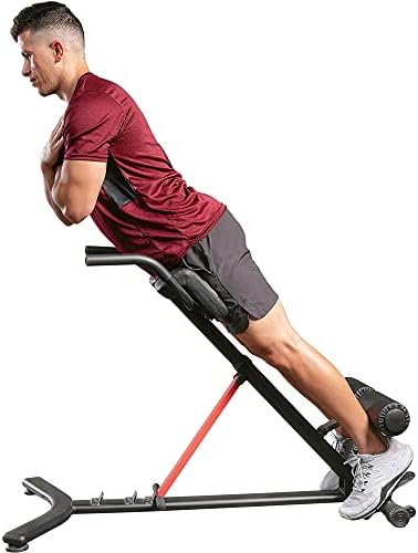 Sunny Health & Fitness Hyperextension Roman Chair Ab Workouts Sit Up Gym Bench for Home
