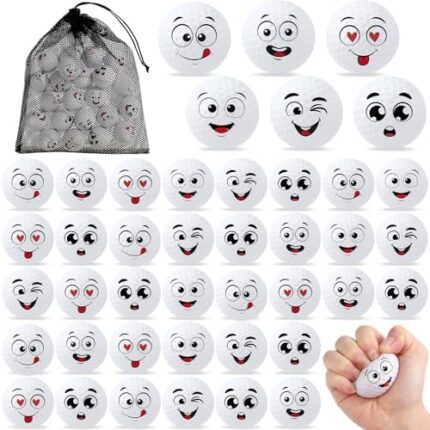 Syhood Mini Golf Stress Ball Bulk 1.57 Inch Foam Golf Practice Balls Golf Party Favors Stress Relief Toys Sports Stress Ball with Storage Bag for Birthday School Carnival Reward Gift