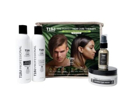 T180 Hair Care Therapy Hair Repair Treatment for Damaged Hair – 4-Piece, 8 oz Kit Treatment Consisting of Vitalizing Shampoo and Conditioner, Hair Serum, Hydrating Mask – Ideal for All Hair Types