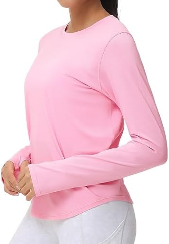 THE GYM PEOPLE Women's Long Sleeve Workout Shirts Athletic Crewneck Hiking Tops with Thumb Hole