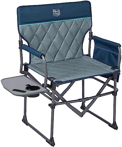 TIMBER RIDGE Heavy Duty Camping Chair with Compact Size, Portable Directors Chair with Side Table and Pocket for Camping, Lawn, Sports and Fishing, Supports Up to 350lbs, Navy