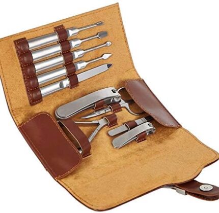 TKFDC 10PCS Manicure Set Genuine Leather Nail Care Personal Manicure & Pedicure Set, Manicure Travel & Grooming Set Kit Nail Clipper