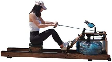 TOE Water Rowing Machine Walnut Wooden Rower for Home Use with LCD Monitor Indoor Cardio Machine Strength Training Exercise Equipment Workout Sports Fitness 440LB Max Capacity