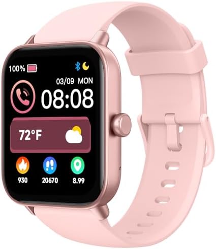 TOOBUR Smart Watch for Women Alexa Built-in, 1.8" Compatible Android iPhone, Answer&Make Call/Heart Rate/Step Counter/Sleep Tracker/100 Sports, Fitness Tracker Watch IP68 Waterproof Swimming