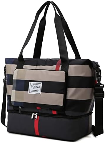 TOOSEA New Foldable Dry/Wet Separation Travel Duffle Bag for Women Carry On with Shoe Compartment Luggage Sleeve, Large Capacity Folding Travel Tote Gym Bag, Weekender Overnight Bag