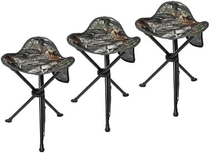 TR Camping Stool Folding Tripod Stools for Adults Portable Chair Tall Hiking Travel Chair Lightweight for Fishing Hunting Blind Spectators Garden with Storage Bag, 3 Pack