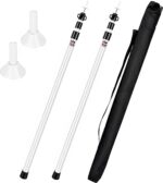 Telescopic Tarp Poles Outdoor 2.3m Aluminium Alloy 3 Section Adjustable Camping Tent Poles for Tent Tarp, Camping Shelter, Awning, Canopy, Tent Porch