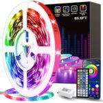 Tenmiro Led Lights for Bedroom 65.6ft Music Sync Color Changing RGB LED Strip Lights with Remote and App Control for Room Home Party Decoration