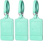 Teskyer Luggage Tags, 3 Pack Premium PU Leather Luggage Tags Privacy Protection Travel Bag Labels Suitcase Tags