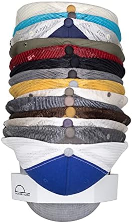 The ORIGINAL DomeDock! American, patented, Wall Mount Rack 20 Ball Cap Storage. Compact Hat Organization System. Made and Shipped in USA. (Single, White)