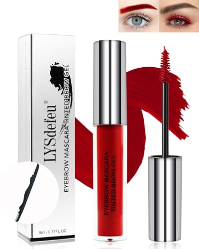 Tinted Brow Mascara Gel- 1Pcs Long-lasting Waterproof Smudge-proof Red Eyebrow Glue Colored Liquid Mascara, Semi-Permanent Tinted Brow Filler, Length Curly Mascara for Women, Halloween Eye Makeup-09