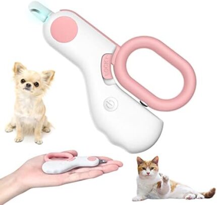 Tmsuxin Cat Nail Trimmers for Small Animals, Cat Nail Clippers with LED Light, Best Cat Claw Care Kit for Home Grooming -Professional Grooming Tool for Tiny Dog Cat Rabbit Bird Puppy Kitten (Pink)