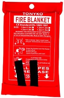 Tonyko Fiberglass Fire Blanket for Emergency Surival, Flame Retardant Protection and Heat Insulation with Various Sizes