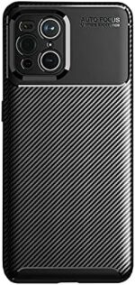 Toppix Compatible with Oppo Find X3/ X3 Pro Case, Soft TPU Bumper Flexible [Shock Absorption] [Carbon Fiber Texture] Autofocus Bumper Protective Cover, Black