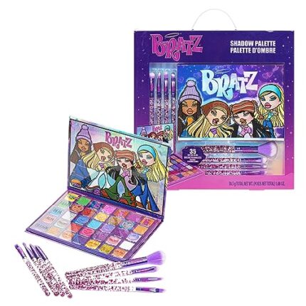 Townley Girl Bratz 35-Well Eyeshadow Palette, Shimmery and Opaque Colors, Pigmented Blendable, 8 Application Brushes Non-Toxic, Perfect for Parties, Sleepovers & Makeovers