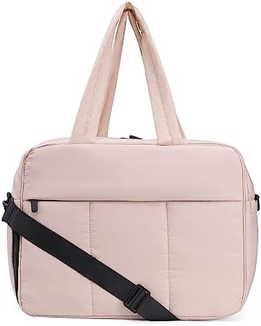 Travel Duffel Bag Quilted Nylon Weekender Bag Puffer Gym Tote Bag for Women Carry on Duffel Bag with Shoe Compartment Overnight Bag