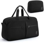 Travel Duffel Bag for Women, BAGSMART 45L Carry on Weekender Overnight Bag with Toiletry Bag, Separate Shoe Bag for Travel, Gym, Black