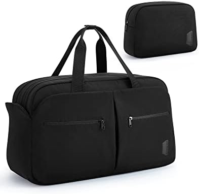 Travel Duffel Bag for Women, BAGSMART 45L Carry on Weekender Overnight Bag with Toiletry Bag, Separate Shoe Bag for Travel, Gym, Black