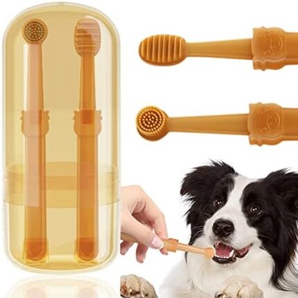 Tsxurepaw Dog Toothbrush, Pet Silicone Toothbrush Cat Tooth Brushing Kit with Storage Cup, 360° Doggie Kitten Toothbrush Tongue Cleaning Brush, Dental Care for Small Pets Ferret Dutch Pigs