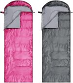Tudomro 2 Pcs Camping Sleeping Bag for Adults Kids, Lightweight Packable Waterproof Camping Gear Equipment to Keep Warm for Spring Summer Fall Indoor Outdoor Backpacking Hiking Travel