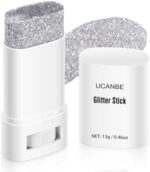 UCANBE Silver Body Glitter, Face Glitter Stick for Singer Concerts Music Festival, Chunky Glitter Makeup Rave Accessories for Body Face Hair Eyes Lip, Sparkling Mermaid Sequins for Women