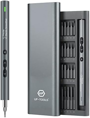 UF-TOOLS Mini Electric Screwdriver, 62 in 1 Cordless Rechargeable Small Power Screwdriver Set with 48 Bits, Led Light and Magnetic Mat, Professional Repair Tool for Phone Watch Camera Laptop PC