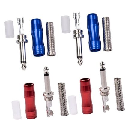 UKCOCO 4pcs Guitar Audio Plug Outlet Plugs Cable Connectors Connector for Microphone Cable 1/4 Inch Mono Plug 6. 35mm Male Plug Aluminum Alloy Red 1/4 Inch Male Jack 6.35mm Male Plug