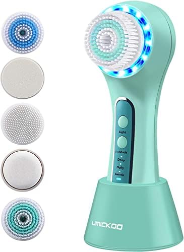 UMICKOO Facial Spin Brush,Rechargeable IPX7 Waterproof Face Scrubber with 5 Brush Heads for Exfoliating, Massaging and Deep Cleansing