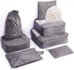 URCYLA Luggage Packing Organizers Packing Cubes Set for Travel, 7+2-Pack(3XL+2L+2M+2S), Ultralight Bags as Travel Essentials & Accessories, Machine Washable Packing Cubes, for Women & Men (Grey)