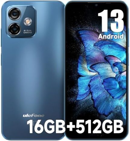 Ulefone Note 16 Pro (16+512GB) Unlocked Cell Phones, Android 13 Unlocked Smartphone, 50MP Main Camera, 6.52” HD+ Waterdrop Screen, 8-Core Processor, 4400mAh Battery, Dual 4G Unlocked Cell Phone-Blue