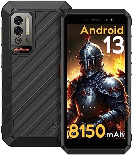 Ulefone Rugged Smartphone Android 13, Armor X11 8150mAh 8GB+32GB/256GB SD Mobile Phones, 16MP Underwater Camera 5.45" HD+ IP68/IP69K Waterproof 4G Dual SIM Unlocked Rugged Phone, Face ID/NFC/OTG/GPS