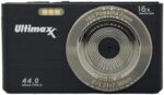Ultimaxx 44MP Digital Compact Camera with 16X Digital Zoom, 2.4 LCD Auto-Focus Point and Shoot Digital Camera with 32GB SD Card, Portable Camera for Adults Boys Girls Teens Kids