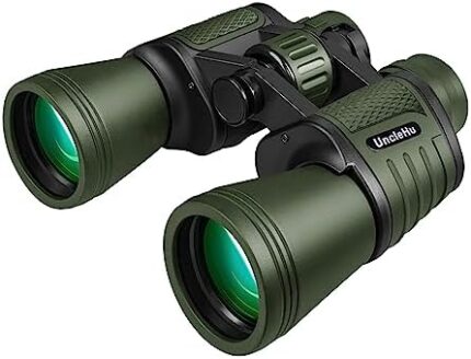 UncleHu 20x50 High Power Binoculars for Adults with 26mm Large Eyepiece, Daily Waterproof Binoculars for Bird Watching Hunting Travel Football Games Stargazing with Carrying Case and Strap（Green）