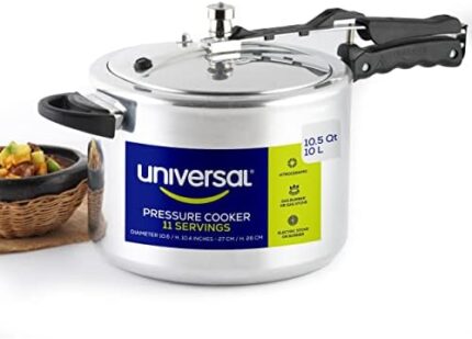 Universal 10.5 Quart / 10 Liter Pressure Cooker, 11 Servings, Pressure Canner With Multiple Safety Systems and Heat Resistant Handles For Can, Soup, Meat, Beans