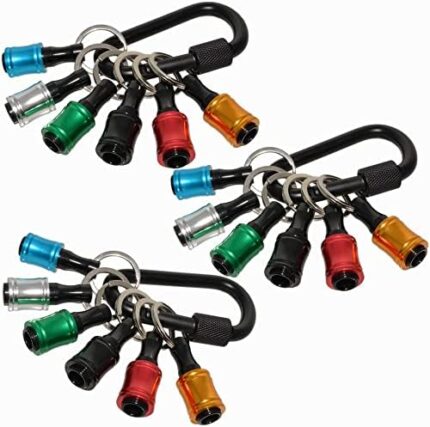 Upgrade,Push to Unlock,18pcs 1/4 inch Hex Shank Aluminum Alloy Screwdriver Bits Holder Light-weight Quick-change Extension Bar Keychain Drill Screw Adapter Change Portable Tools & Home Improvement