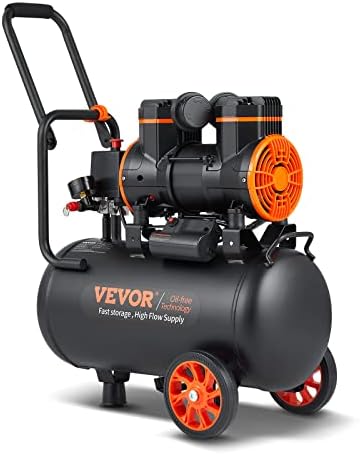 VEVOR 6.3 Gallon Air Compressor, 2 HP 3.35 CFM Oil Free Air Compressor Tank & Max. 116PSI Pressure, 70 dB Ultra Quiet Compressor for Auto Repair, Tire Inflation, Spray Painting, Woodwork Nailing